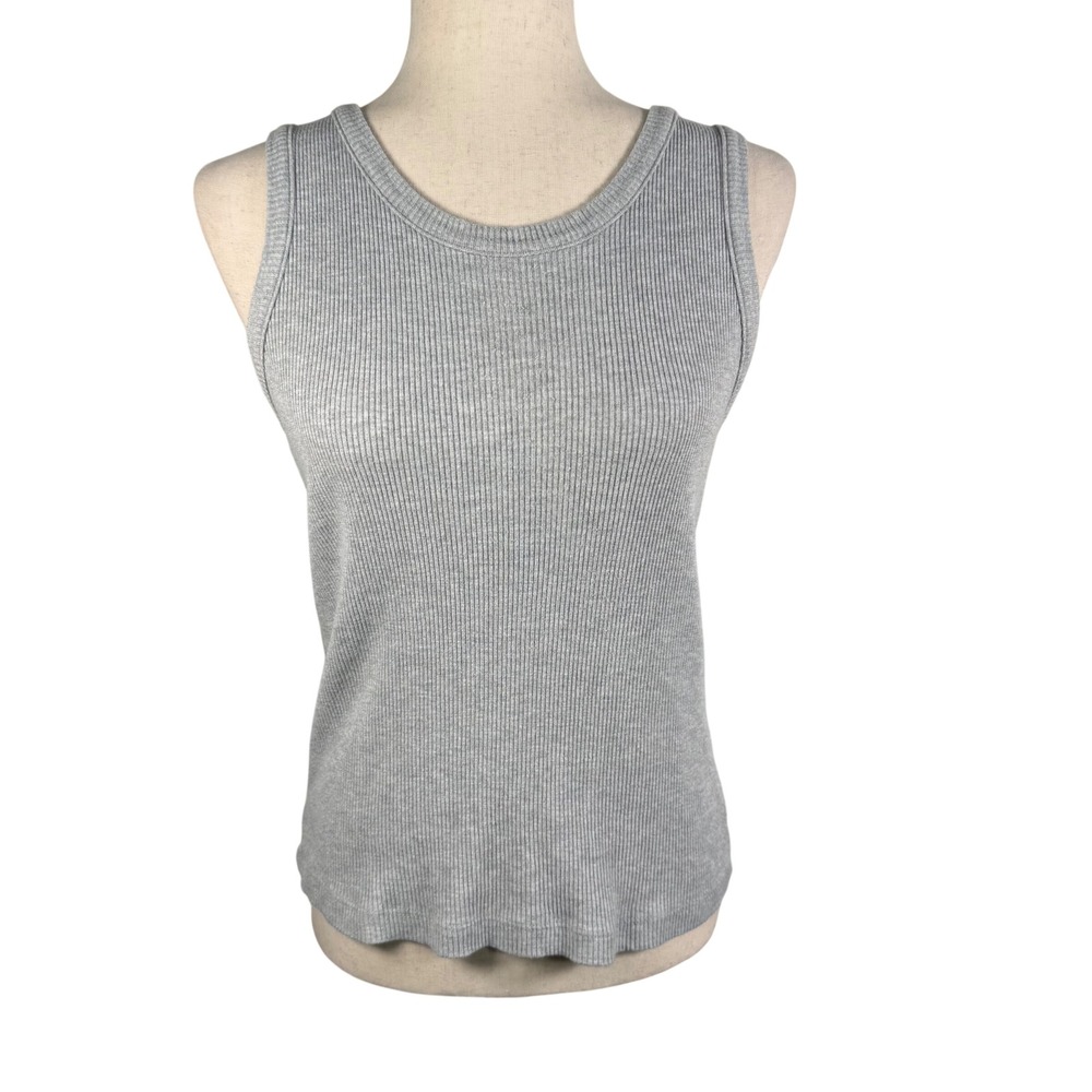 AGOLDE Poppy Scoop Tank Top Womens‎ L Gray Ribbed Knit Cotton Quiet Luxury New